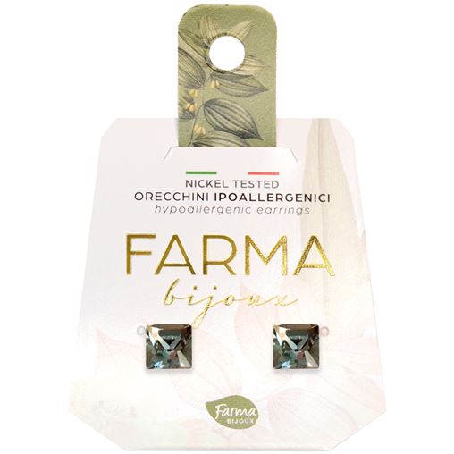  Farma Bijoux Υποαλλεργικά Σκουλαρίκια Κρύσταλλο Μαύρο 6mm (BE36C62)