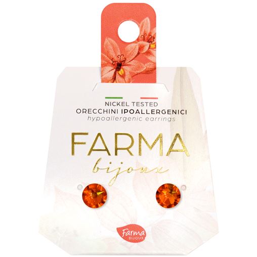 Farma Bijoux Υποαλλεργικά Σκουλαρίκια Κρύσταλλο Padparacha 6,3mm (BE58C40) 