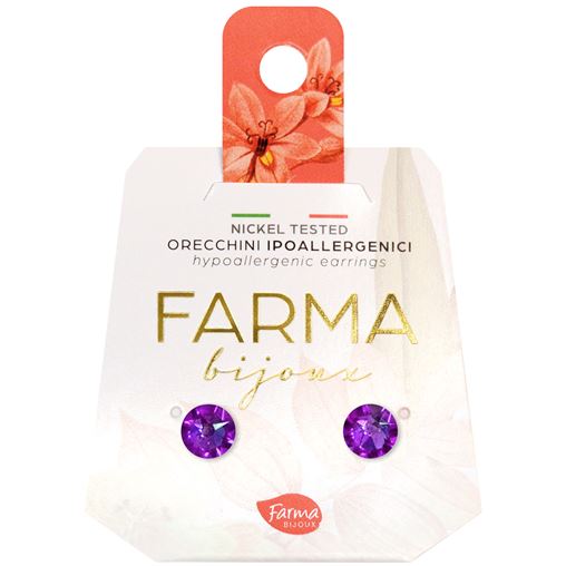  Farma Bijoux Υποαλλεργικά Σκουλαρίκια Κρύσταλλα Μωβ 6mm (BE58C403)