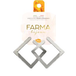 Farma Bijoux Υποαλλεργικά Σκουλαρίκια Κρίκοι Ασημί Τετράγωνοι 40mm (BEC905)  Κοσμήματα-Αξεσουάρ
