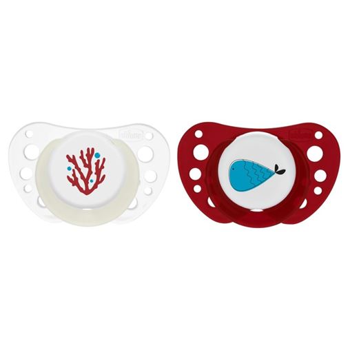 Chicco Physioforma Air Σετ Σιλικονούχες Πιπίλες Για 16-36 Μηνών Μπεζ-Μπορντώ Με Σχέδια 2 τμχ