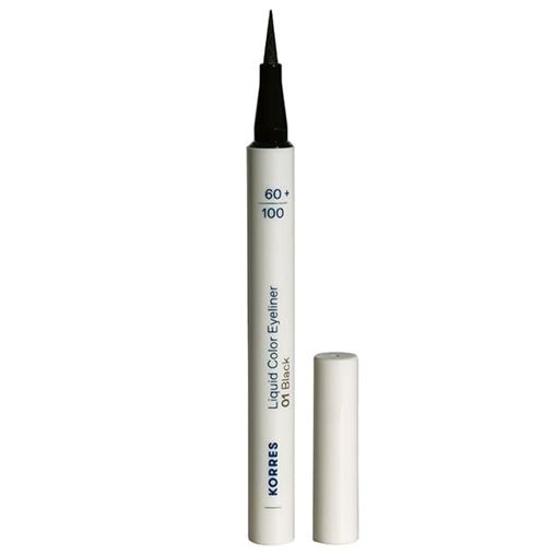 Korres Korres Liquid Color Eyeliner 01 Black-Αδιάβροχο Eyeliner σε Μαύρο Χρώμα, 1ml
