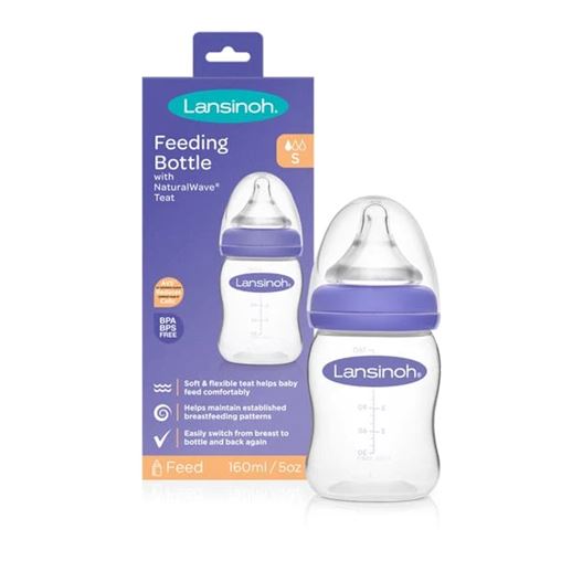 Lansinoh Feeding Bottle with NaturalWave Teat Small Flow Αργής Ροής,160ml