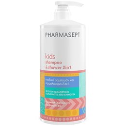 Pharmasept Kids Shampoo & Shower 2 in 1 Απαλό Παιδικό Σαμπουάν & Αφρόλουτρο με Αντλία 1Lt PHARMASEPT Σαμπουάν & Conditioner