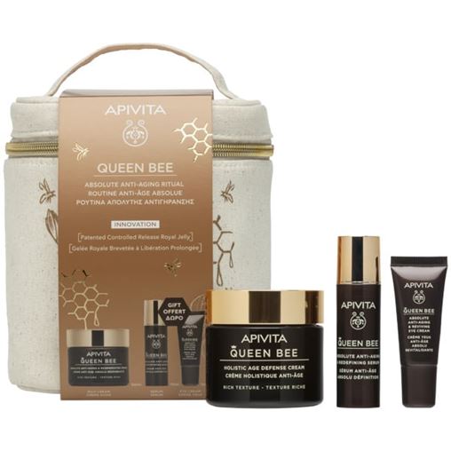 Apivita Queen Bee Absolute Anti-Aging Ritual Cream Rich Texture 50 ml + Serum 10 ml + Eye Cream 5 ml