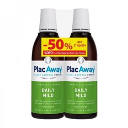 Plac Away Promo (-50% στο Δεύτερο Προϊόν) Daily Mild Στοματικό Διάλυμα με Ήπια Γεύση, 2x500ml PLAC AWAY Πακέτα