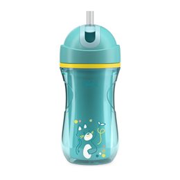 Chicco Sport Εκπαιδευτικό Ποτήρι Με Καλαμάκι Για 14+ Μηνών 260ml Τιρκουάζ CHICCO Κύπελλα