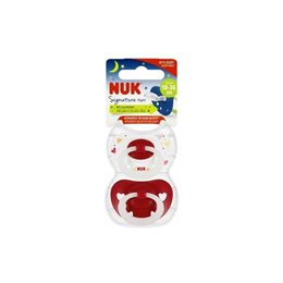 Nuk Signature Ορθοδοντικές Πιπίλες Σιλικόνης Νυκτός Άσπρο & Κόκκινο για 18-36 μηνών 2τμχ NUK Πιπίλες