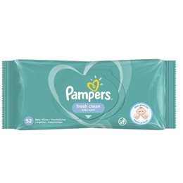 Pampers Fresh Clean Μωρομάντηλα χωρίς Οινόπνευμα & Parabens 52τμχ PAMPERS Μωρομάντηλα