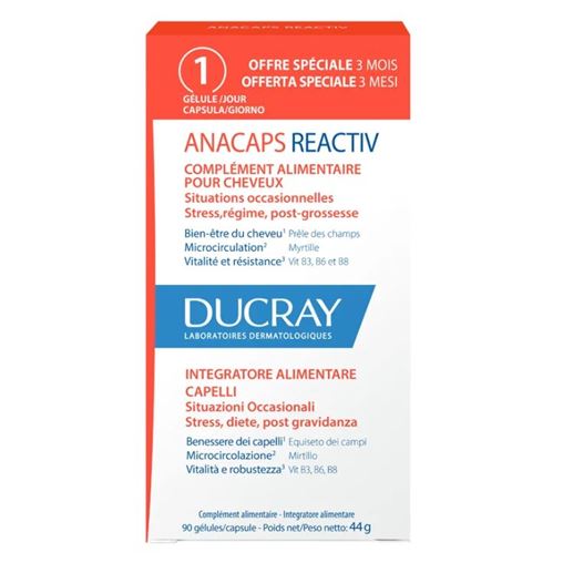 Ducray Anacaps Reactiv Συμπλήρωμα Διατροφής κατά της Τριχόπτωσης 90 κάψουλες
