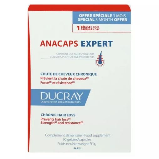 Ducray Anacaps Expert Συμπλήρωμα Διατροφής για τη Χρόνια Τριχόπτωση 90 κάψουλες (Δώρο ο 1 μήνας)