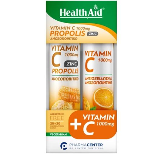 Health Aid Promo Pack Vitamin C 1000mg Propolis, 20tabs & Vitamin C 1000mg, 20tabs