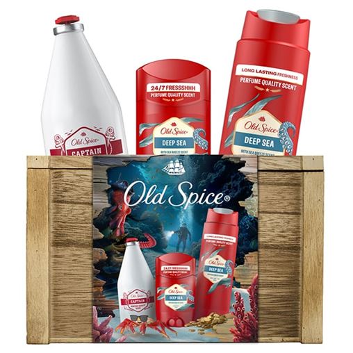Old Spice Deep Sea Stick 50ml+Sh.Gel 250ml+A/S Captain 100ml+Ξύλινο κουτί