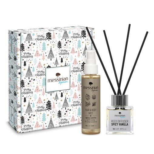 Messinian Spa Xms Box Αρωματικό Χώρου Spicy Vanilla 50ml + Hair & Body Mist Spicy Vanilla 100ml
