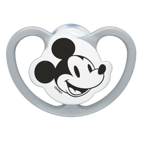 Nuk Mickey Ορθοδοντική Πιπίλα Σιλικόνης με Θήκη Γκρι για 0-6 μηνών