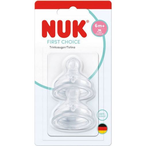 Nuk First Choice Plus Θηλή Σιλικόνης 6m+ Flow Control 2τμχ