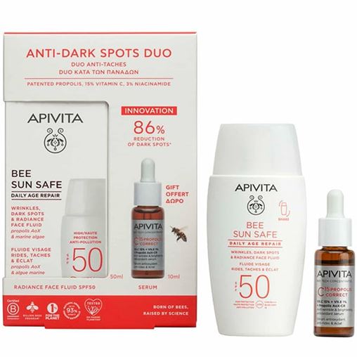 Apivita Promo Bee Sun Safe Daily Age Repair Spf50 50ml &  Δώρο Serum C15 Propolis Correct 10ml