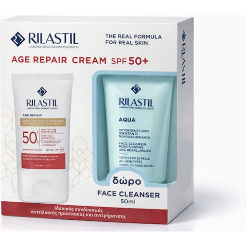 Rilastil Promo Age Repair Cream SPF50+ με Δώρο Aqua Face Cleanser 50ml