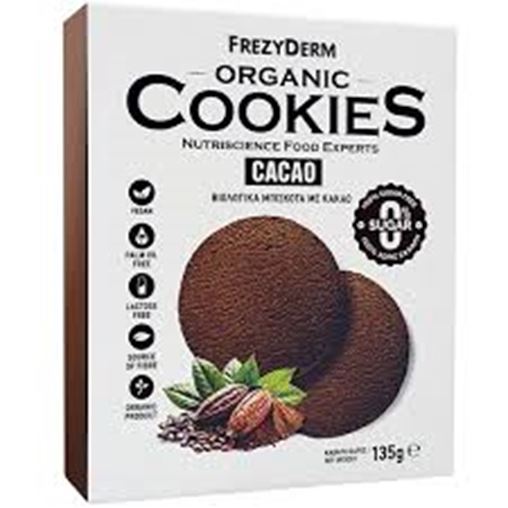 Frezylac Organic Cookies Cacao Βιολογικά Μπισκότα με Κακάο Χωρίς Ζάχαρη, 135g