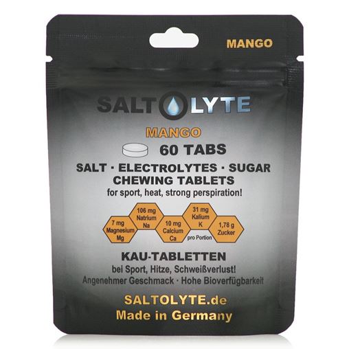 Saltolyte Salt,Electrolytes & Sugar Chewing Tablets,60 Μασώμενα Δίσκια Γεύση Mango
