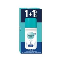 Noxzema Men Deo Roll On Pilot Ανδρικό Αποσμητικό 48h 50 ml 1+1 Δώρο NOXZEMA 1+1 Δώρο