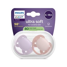 Avent Philips Ultra Soft Ορθοδοντική Πιπίλα Σιλικόνης Poz/Λιλά 6-18m, 2τμχ AVENT Πιπίλες