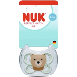 NUK Perfect Match Air Πιπίλα Σιλικόνης Αρκουδάκι Πράσινο 0-6m NUK Πιπίλες