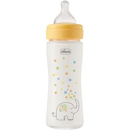 Chicco Perfect Easy Γυάλινο Μπιμπερό με Θηλή Σιλικόνης από 0m+ Ελεφαντάκι 240ml CHICCO Μπιμπερό