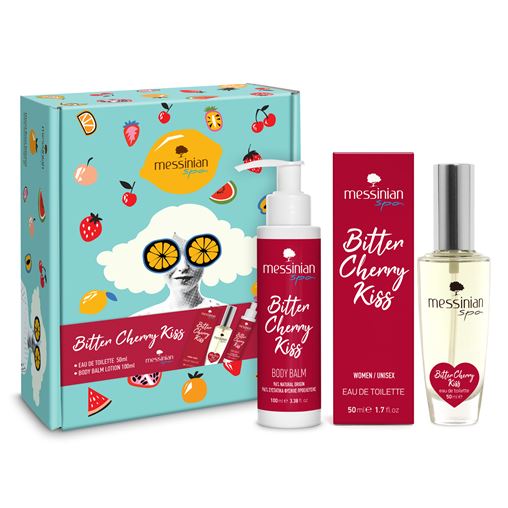 MESSINIAN SPA GIFT BOX BITTER CHERRY KISS EAU DE TOILETTE 50ML + BODY BALM LOTION 100ML
