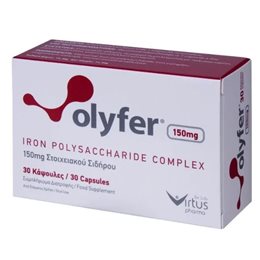 Virtus Pharma Olyfer Iron Polysaccharide Complex Σύμπλεγμα Σιδήρου Πολυσακχαρίτη 150mg 30 κάψουλες  Μέταλλα-Ιχνοστοιχεία