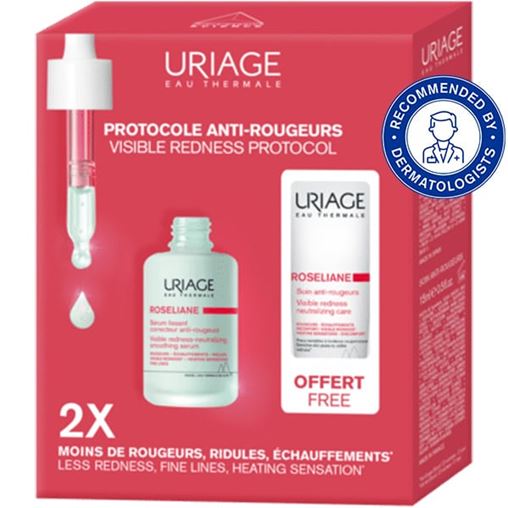 Uriage Set Roseliane Visible Redness-Neutralizing Smoothing Serum 30ml &Soin Anti-Rougeurs Cream15ml
