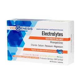VioGenesis Electrolytes Συμπλήρωμα διατροφής Ηλεκτρολυτών Με Γλυκαντικό, 60 ταμπλέτες VIOGENESIS Ηλεκτρολύτες