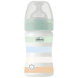 Chicco Μπιμπερό Πλαστικό Well Being 150ml με Θηλή Σιλικόνης Κανονικής Ροής 0+ γαλάζιο CHICCO Μπιμπερό
