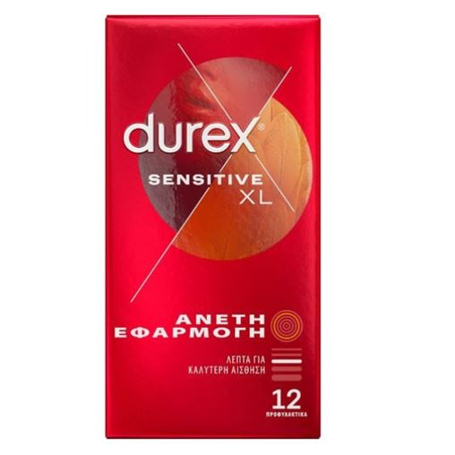 Durex Sensitive XL Λεπτά Προφυλακτικά με Άνετη Εφαρμογή 12 τμχ