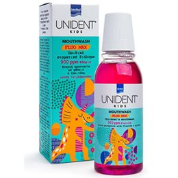 InterMed Unident Kids Mouthwash Fluo Max Παιδικό Στοματικό Διάλυμα με Γεύση Τσιχλόφουσκα, 250ml INTERMED Παιδικά Στοματικά Διαλύματα