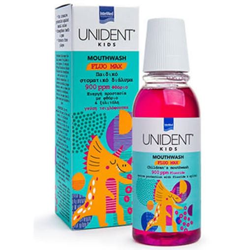 InterMed Unident Kids Mouthwash Fluo Max Παιδικό Στοματικό Διάλυμα με Γεύση Τσιχλόφουσκα, 250ml