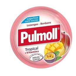 Pulmoll Candies Tropical + Vitamins Καραμέλες με Γεύση Τροπικών Φρούτων, 45gr PULMOLL Καραμέλες