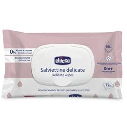 Chicco Delicate Μωρομάντηλα με 98% Νερό & Καπάκι 72 Τεμάχια CHICCO Μωρομάντηλα