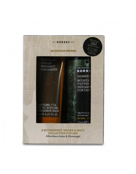 Korres The Men’s Care Set, Mountain Pepper Showergel 250ml Aftershave Balm 125ml