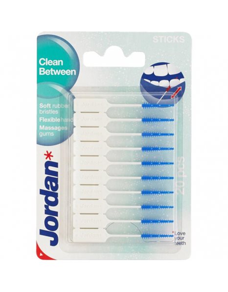 Jordan Clean Between Μεσοδόντιες Οδοντογλυφίδες Regular σε χρώμα Μπλε 20τμχ