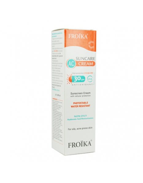 Froika Suncare AC Cream SPF 30, Αντιηλιακή Κρέμα Υψηλής Προστασίας για Λιπαρό Δέρμα με Τάση Ακμής, 40ml