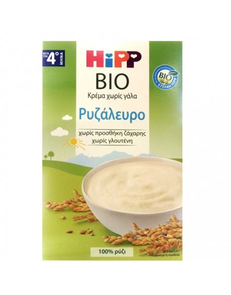 Hipp Βρεφική Κρέμα Bio Ρυζάλευρο Χωρίς Γάλα 4m+ 200gr