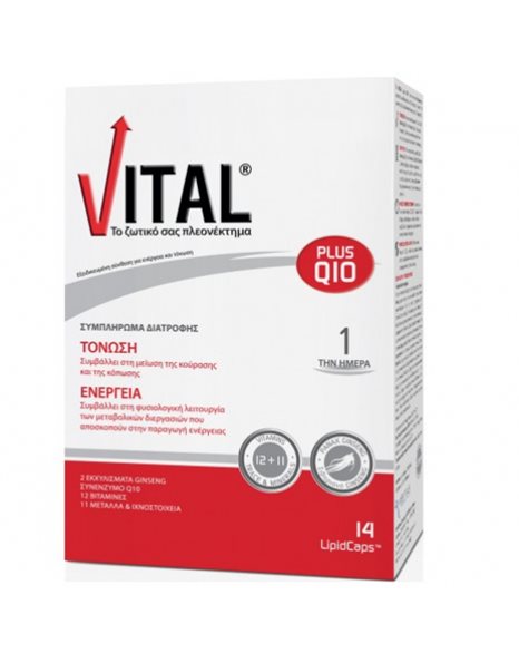 Vital Plus Q10 Συμπλήρωμα Διατροφής για Καθημερινή Ενέργεια & Τόνωση 14 caps