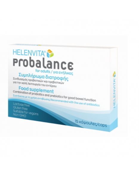 Helenvita Probalance Συμπλήρωμα Διατροφής για την Καλή Λειτουργία του Εντέρου Για Ενήλικες,15caps