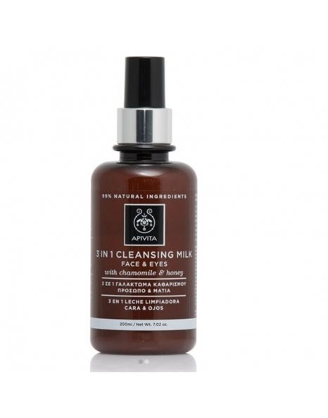 APIVITA Cleansing Milk Γαλάκτωμα Καθαρισμού 3 σε 1 για Πρόσωπο & Μάτια με Χαμομήλι & Μέλι 200ml