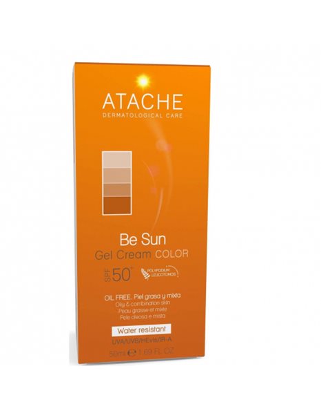 Atache Be Sun Gel Cream Color SPF50+ Αντηλιακή Κρέμα Προσώπου με Χρώμα για Μεικτή/Λιπαρή Επιδερμίδα 50ml.