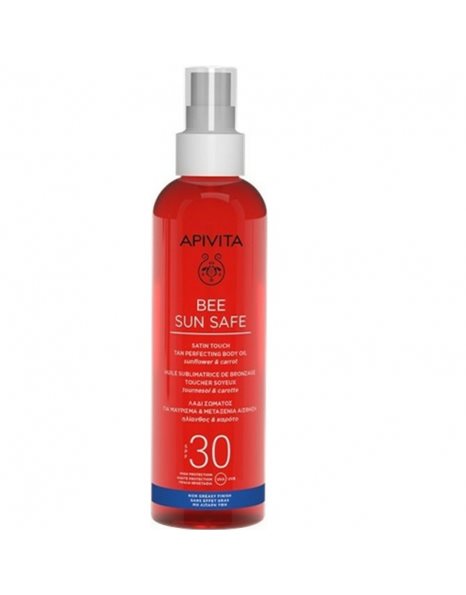 Apivita Bee Sun Safe SPF30 Tan Perfecting Body Oil Λάδι Σώματος Για Μαύρισμα Με Ηλίανθο και Καρότο 200ml