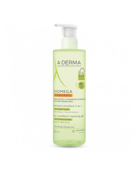A-Derma Exomega Emollient Cleansing Gel 2in1 Τζελ Καθαρισμού για Ατοπικό Δέρμα 500ml Με Αντλία