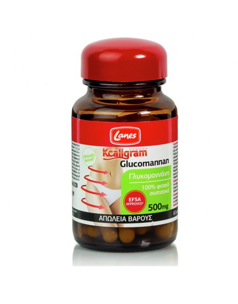 Lanes Kcaligram Glucomannan 500mg 60 Kάψουλες - Συμπλήρωμα Διατροφής Με Γλυκομαννάνη Για Απώλεια Βάρους