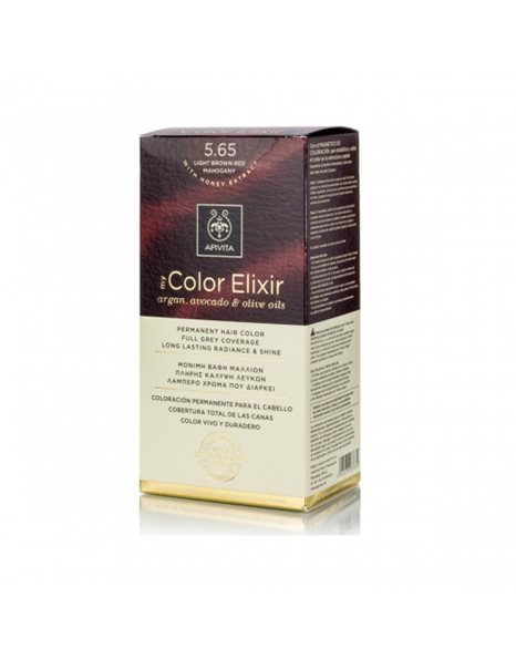 APIVITA My Color Elixir kit Μόνιμη Βαφή Μαλλιών 5.65 Καστανό Ανοιχτό - Κόκκινο Μαόνι